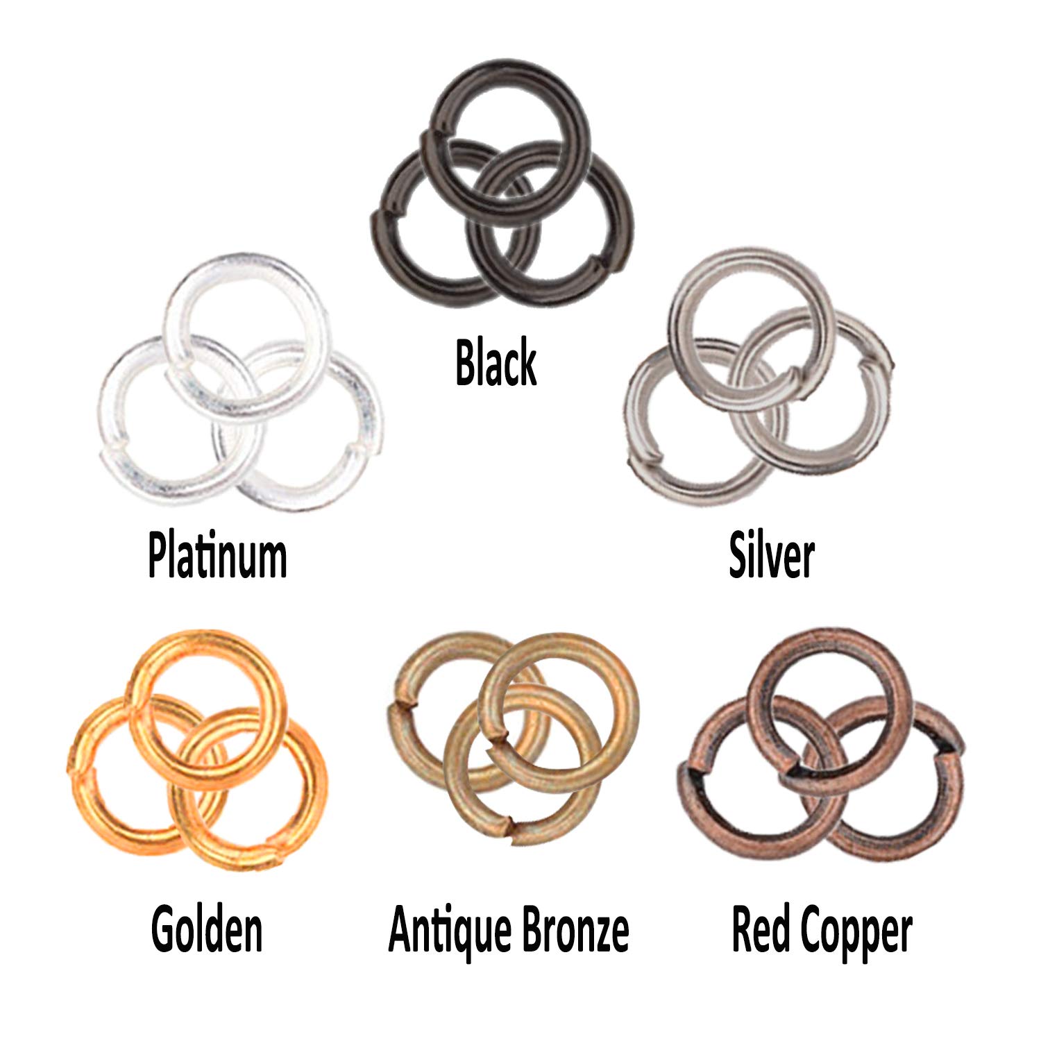 Open Jump Rings Hotetey 1 Box (About 1800Pcs) Assorted 6 Colors 6mm Open Iron Jump Rings Connectors for Jewelry Making