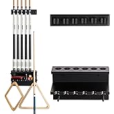 EXTCCT Wall Mount Pool Stick Holder - Billiards Pool Cue Rack Hardwood Pool Cue Set Holder for 6 Cues Sticks Storage Pool Tab