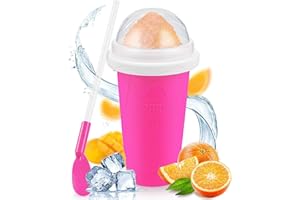 KGKTU Slushy Maker Cup, TIK TOK Magic Quick Frozen Smoothies Cup, Portable Double Layer Slushy Maker Cup, Slushie Machine with Straw and Spoon, Ice Cream Maker for Kids and Family(Pink)
