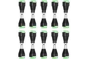 ANLINK 10 Pairs (10 x Male + 10 x Female) 12V 5.5mm x 2.1mm DC Power Jack Plug Adapter Connector for LED Strip, CCTV Security
