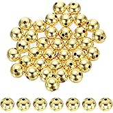 PATIKIL 18K Gold Filled Spacer Beads, 36Pcs 8mm Metal Smooth Round Ball Beads for Bracelet Jewelry Making Necklace DIY