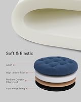HNNHOME Navy Round Linen Padded Storage Ottoman 45cm view 5