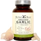 Herbal Roots Organic Whole Bulb Garlic Pills - Potent Extra Strength Immune Support - USDA Certified Organic - 60 Vegan Capsules