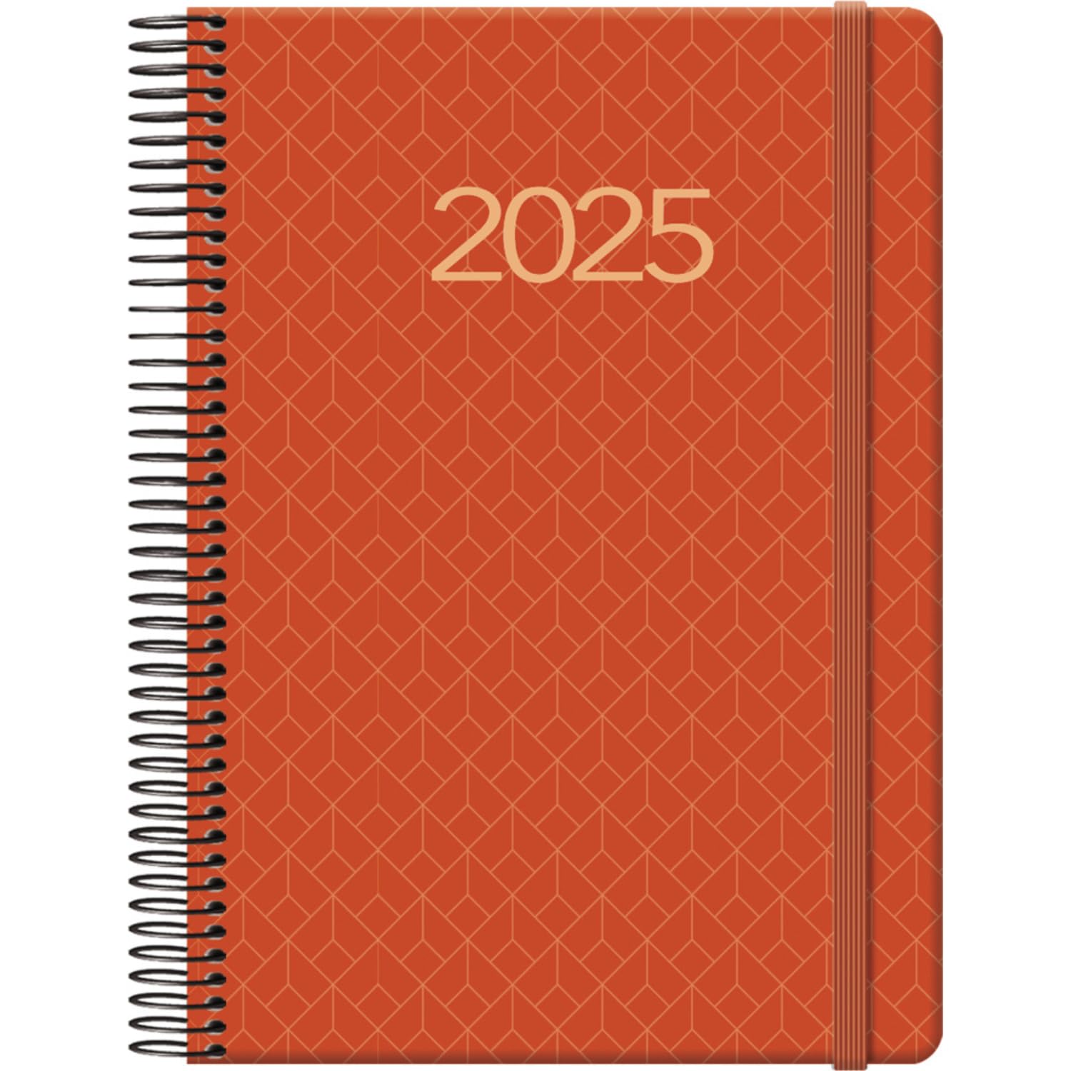 Dohe - 2025 Diary - Day by Page, A5 (14 x 20 cm), 12 Months January to December, Ring Closure, Yearly Planner in Spanish, Office Supplies - NEWPORT Orange Tile