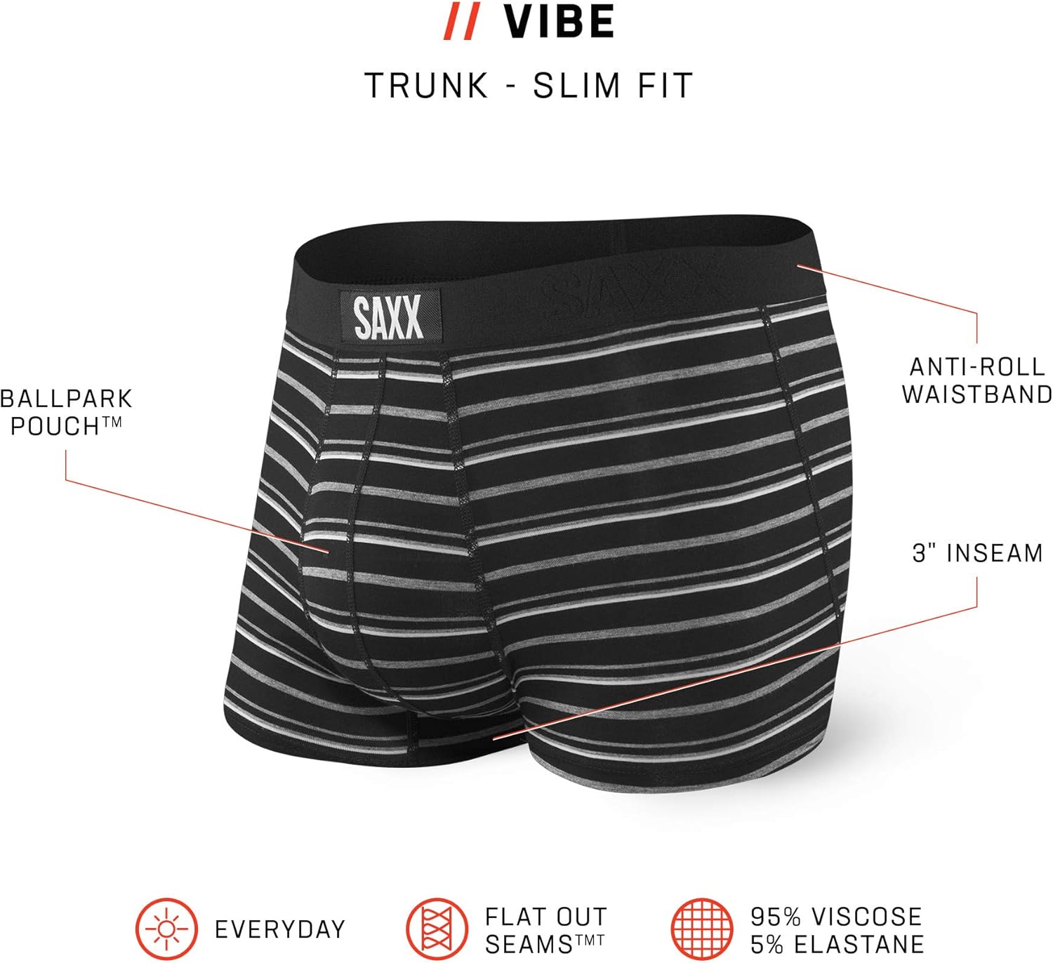 Saxx Men's Underwear – Vibe Trunk Briefs with Built-in Ballpark Pouch Support at  Men’s Clothing store
