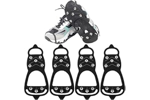 2 Pairs Ice Cleats for Shoes Boots,Anti-Slip 5 Steel Spikes Walk Traction Ice Cleat Spikes Crampons Snow Grippers for Walking