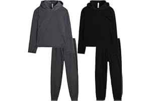 SWEET DREAMZ Sweet Hearts Girls Sweat Suit Set - 4 Piece Cozy Ribbed Pullover Hoodies and Jogger Sweatpants for Girls, Made in USA (5-12)