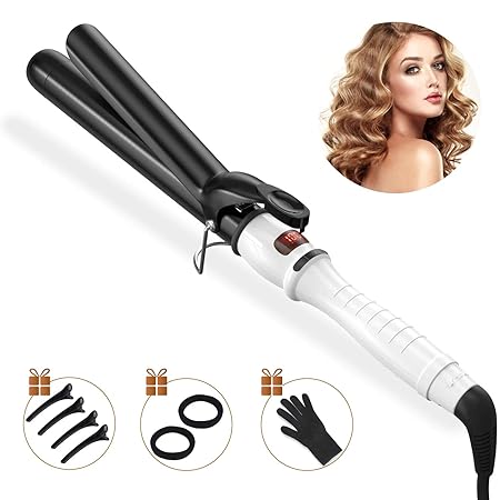 Lockenstab kegelförmig 32mm Lockenstab Set LCD-Display und PTC-Technologie mit Keramikbeschichtung und wärmeisolierter Spitze