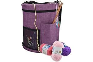 Knitting Bag Yarn Storage Tote Bag, Large Capacity Organizer with Shoulder Strap Handles for Carrying Yarn Balls, Crochet Hoo