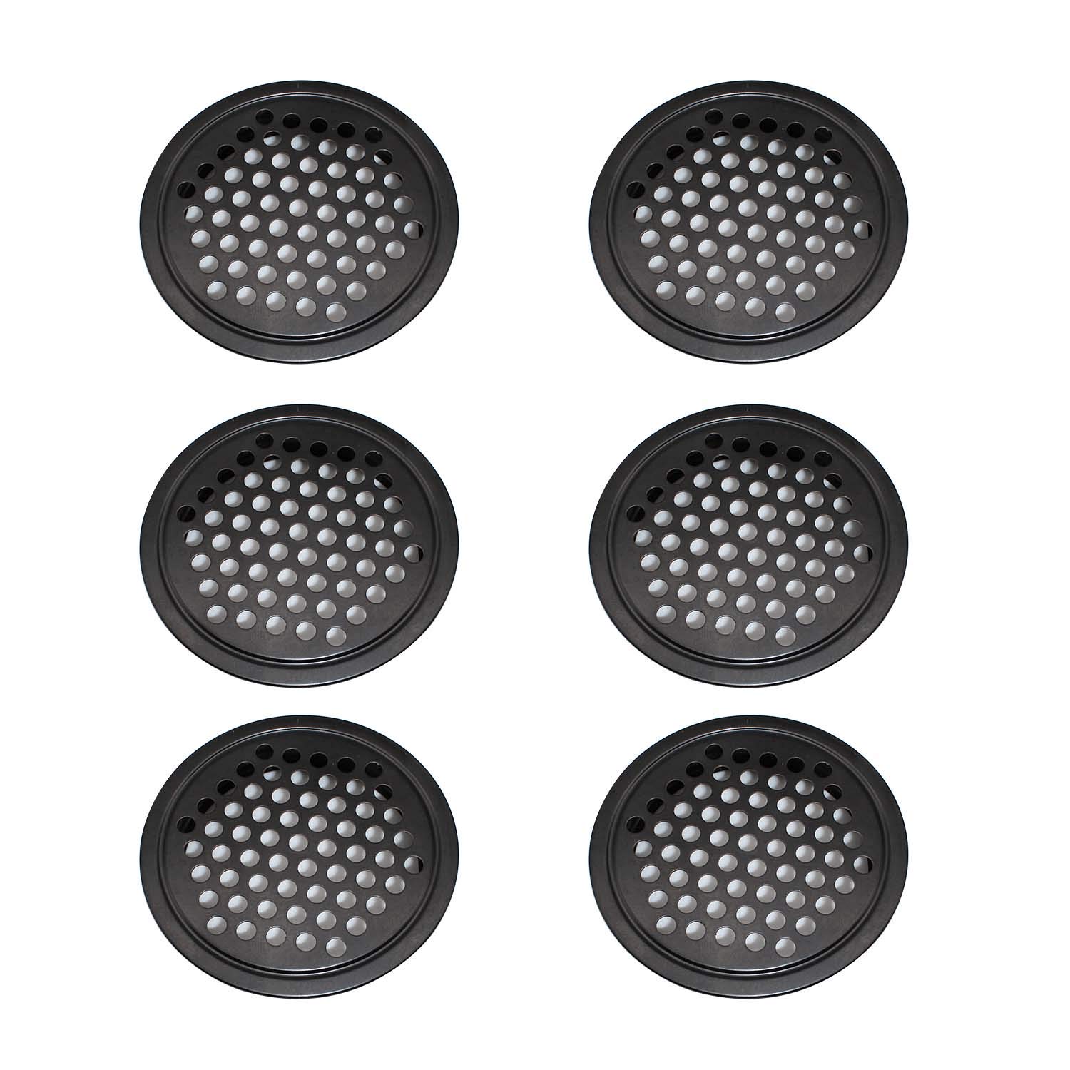 CHSEROK 6 Pcs Round Ventilation Grilles Vent Mesh Wardrobe Vents- 60mm Stainless Steel Air Vent Cover Cupboard Air Vent Shoe Cabinet Vents Can be Used in Kitchen Bedroom Bathroom (Black)