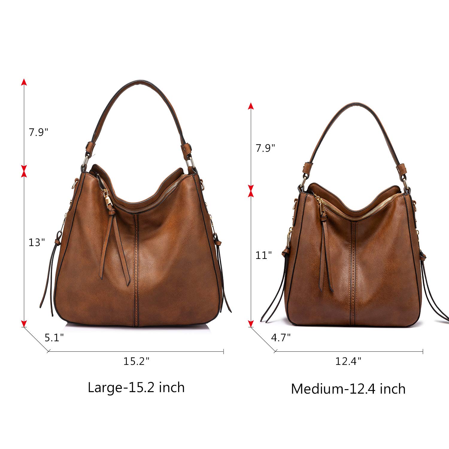 Realer Hobo Crossbody Bags for Women Designer Faux Leather Hobo Handbags Retro Large Size Shoulder Bag Bucket Purse