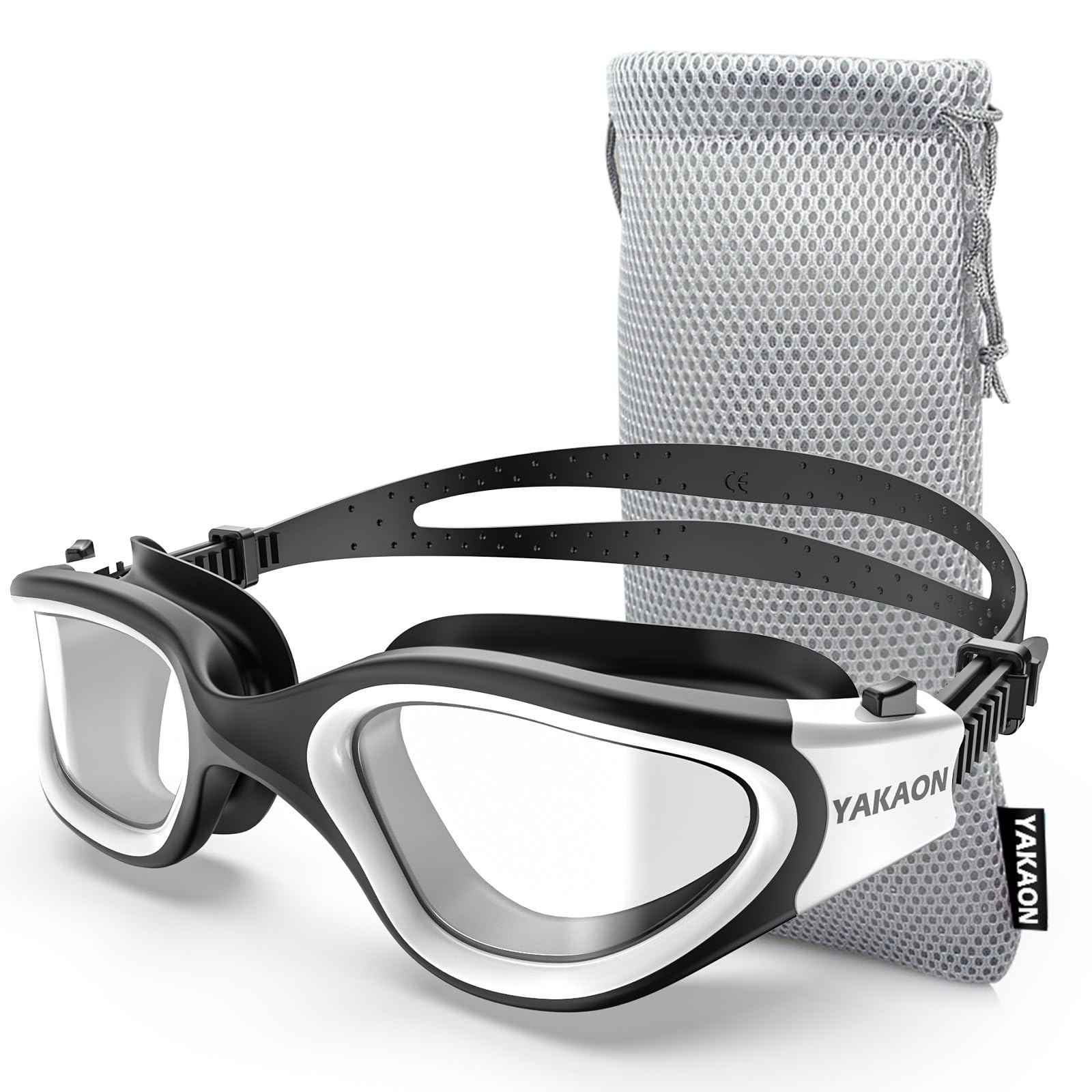 YAKAON G1 Swimming Goggles, Clear Wide View Swim Goggles Anti-Fog for Men Women Adult