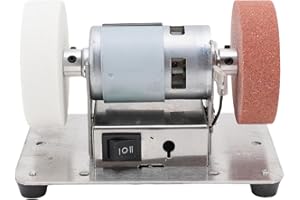 Hilitand Mini Bench Grinder, 100W Electric Multi Purpose Grinding Machine with 2 Wheels and Adjustable Speed, for Metal Wood 