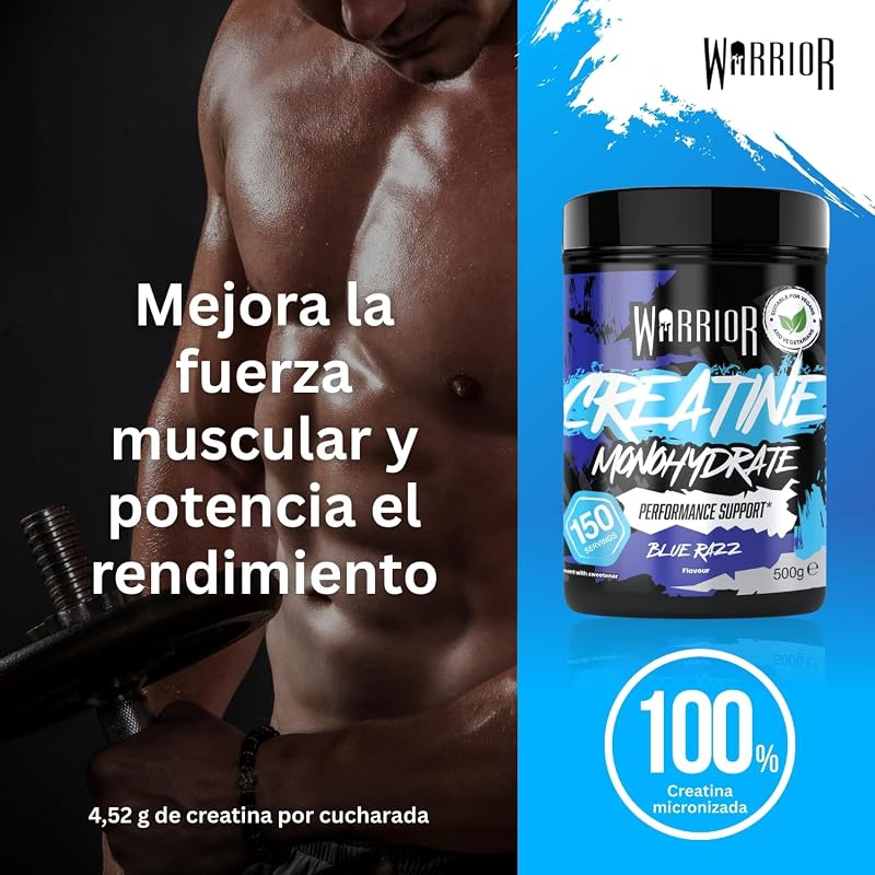 Creatina Monohidrato Polvo 500 g, Vegana – Frambuesa Azul