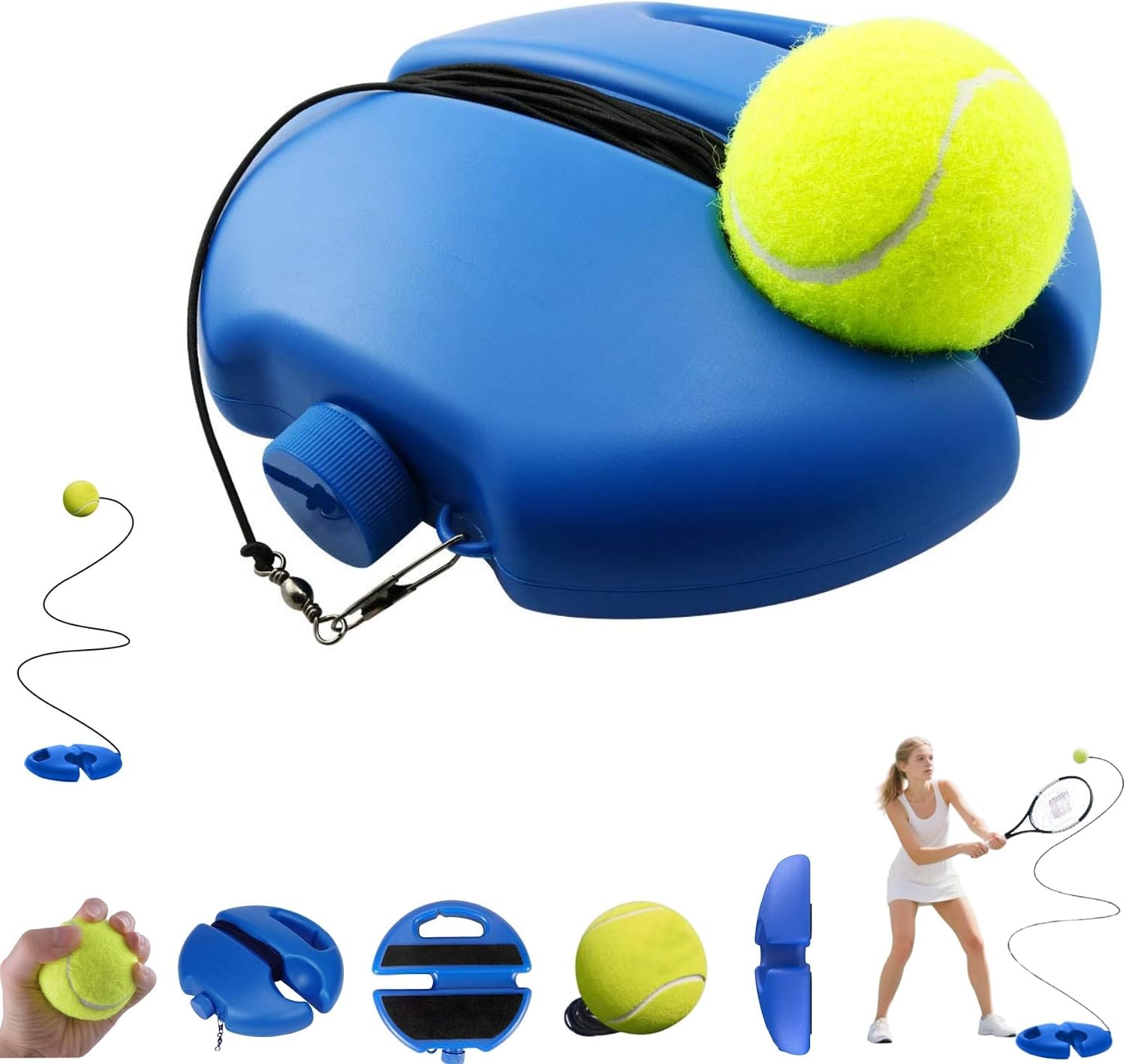 HISKI Tennis Ball Training Baseboard, Tennis Trainer Equipment Set, Tennis Trainer Ball with String, Tennis Trainer Rebound Ball, Multifunction Tennis Practice Rebounder for Backyard