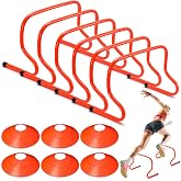 Gemscream 6 Sets 12" Speed Agility Training Hurdles for Athletes Soccer Training Hurdles Agility Training Equipment with Marker Cone Adjustable Training Hurdle Plyometric Hurdles for Basketball