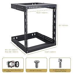 Sound Town 2-Post 12U Wall-Mount Open Frame Server
