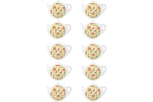 SOCOSY Flowers Pattern Ceramic Tea Bag Coasters Spoon Rests Teabag Resting Caddy Holder Saucer Set, Tea Coffee Accessories, Seasoning Dishes, Keep Your Tea Time Tidy and Organized-Orange-10 PCS