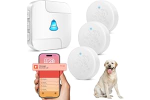 HUWOO Smart Dog Bell for Potty Training Wireless Doggie Door Bell for Puppy Training Sliding Door/Go Outside Dog Doorbell and Waterproof Touch Button with Tuya Phone Notification,3 Button 1 Receiver