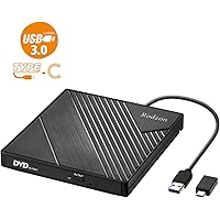 External CD Drive Type C USB 3.0 Portable CD DVD +/-RW Drive Slim DVD/CD ROM Rewriter Burner Writer Compatible with…
