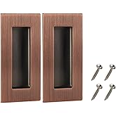 Kindoodos Recessed Door Handles Finger Flush Pulls,4 Inch Vintage Red Color Pocket Door Pull Hardware,Rectangular Stainless S