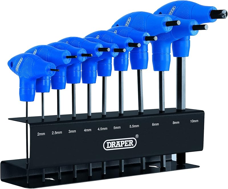 Draper 10 Pc T-Handle Hexagon Allen Key Set Metric Long Chrome Vanadium Steel