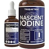 Nascent Iodine Supplement 400 Servings, Glass Bottle, Vegan, 1800 mcg - 600 mcg per Drop - Pure, Clear Color - Supports Thyroid Health, Energy, Immunity & Metabolism (2 oz.)
