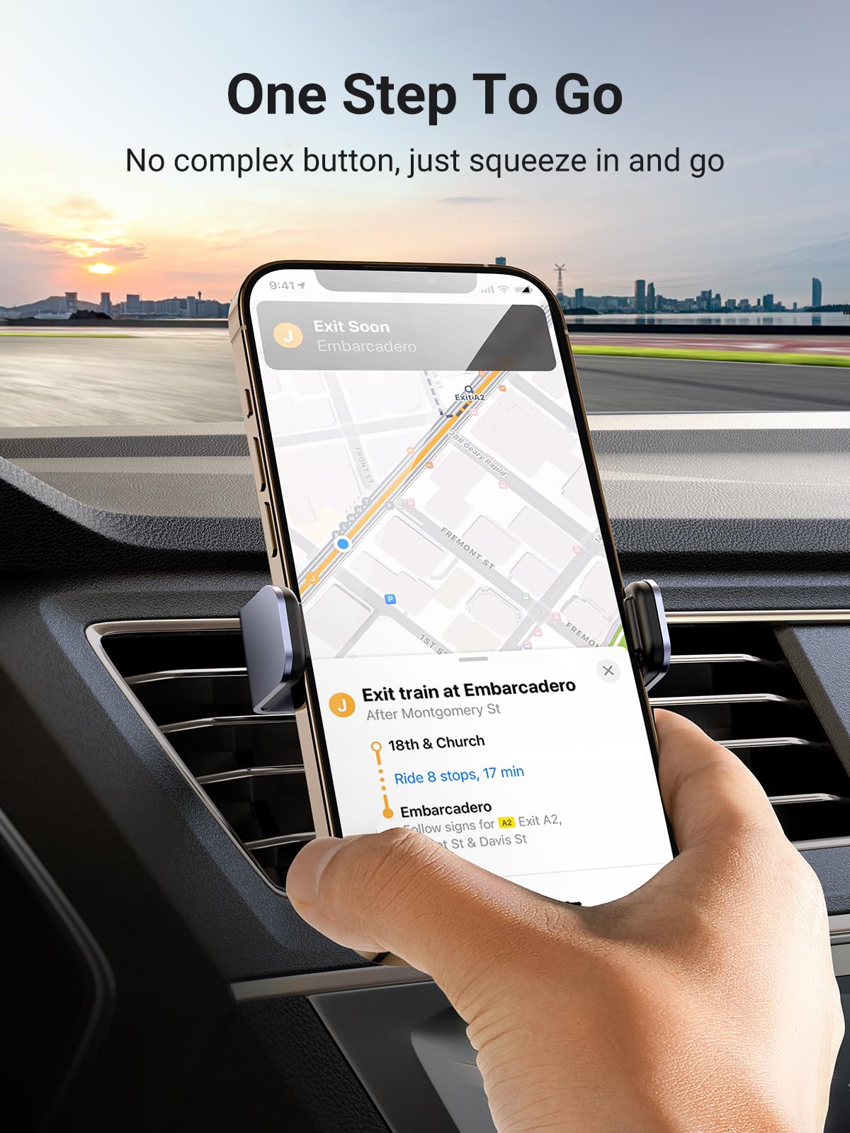 UGREEN Car Vent Phone Mount Air Vent Clip Phone Holder Car Mount Mini Size Compatible with iPhone 17 16 15 14 13 12 Pro Max Mini Plus, iPhone 11 SE XS XR 8 7 6 6S Smartphone
