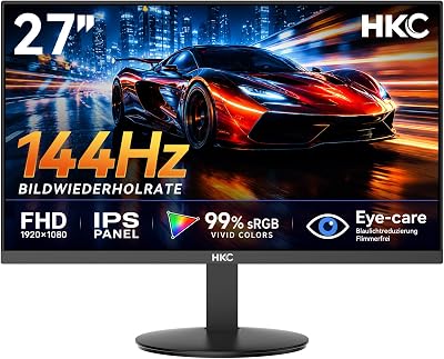 Gaming Monitor 27 Zoll Full HD,144 Hz PC‑Monitor,1080P,IPS Bildschirm