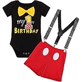 IBTOM CASTLE First Birthday Cake Smash Mouse Outfits for Baby Boys Gentleman Formal Suit Bowtie Bib Pants Tuxedo Clothes Set