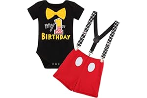 IBTOM CASTLE First Birthday Cake Smash Mouse Outfits for Baby Boys Gentleman Formal Suit Bowtie Bib Pants Tuxedo Clothes Set