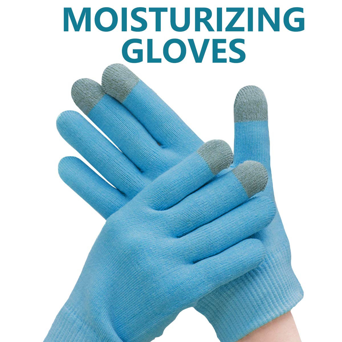 Moisturizing Gel Gloves, Touch Screen Cotton Gloves Heal Eczema Sleeping Lotion Hand Spa Treatment Gloves Repair Rough Cracked Dry Chapped Hands Skin - Blue : Beauty