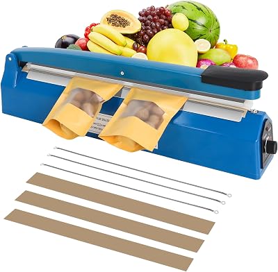Gekufa 300mm Impulse Sealer, 8-Stage Temp, 3 Extra Heat Elements, 0.4mm