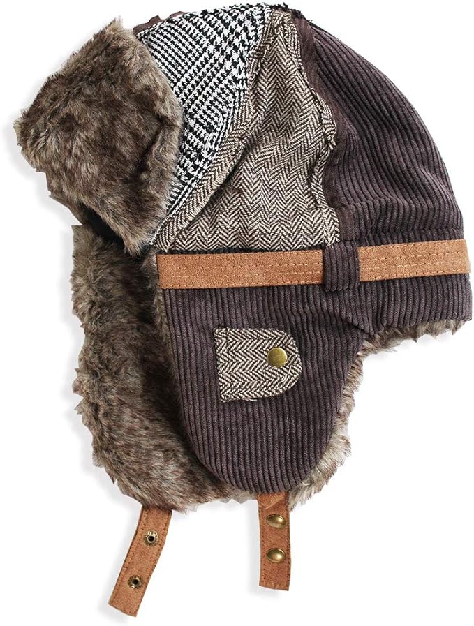 Amazon Quintetto パッチワーク ロシア帽 メンズ レディース ウシャンカ アビエイター キャップ パイロットキャップ ファー Cap 帽子 冬 防寒 Cnt ブラウン Brown キャップ 通販