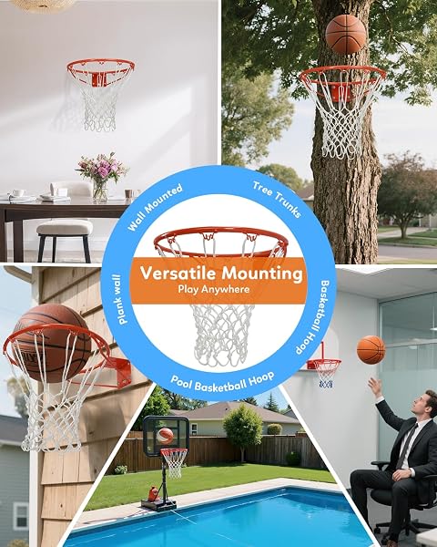 HEAVY DUTY REPLACEMENT BASKETBALL RIM – 18″ SOLID STEEL WITH HEAVY-DUTY NET, PRO-GRADE BASKETBALL HOOP RIM, WALL-MOUNT & HOOP REPLACEMENT, DOUBLE SPRING BASKETBALL HOOP RIM & COMPLETE INSTALLATION KIT