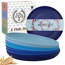 Homienly Wheat Straw Dinner Plates Set of 8-8 inch