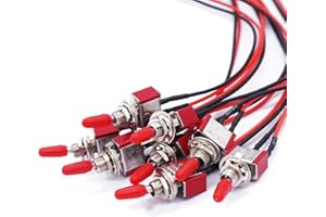 Twidec/8Pcs Mini Toggle Switch SPST 2 Position 2 Pins ON/Off AC 125V 5A AC 3A 250V with Pre-soldered Wires MTS-101-X