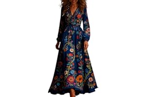 Womens Summer Dresses 2026 Sexy Elegant Long Sleeve Sundresses Summer Party Boho Floral Beach Vacation Dress