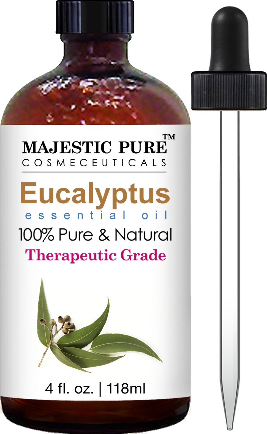 Majestic Pure Eucalyptus Essential Oil, Pure and Natural with Therapeutic Grade, Premium Quality Eucalyptus Oil, 4 fl. Oz.