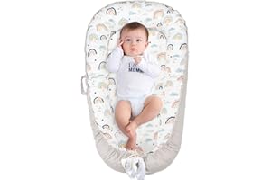 FUNUPUP Baby Lounger Cover for Newborn Adjustable Portable Baby Nest Lounger Cover Soft Breathable Infant Lounger Cover for Newborn 0-24 Months (Rainbow)