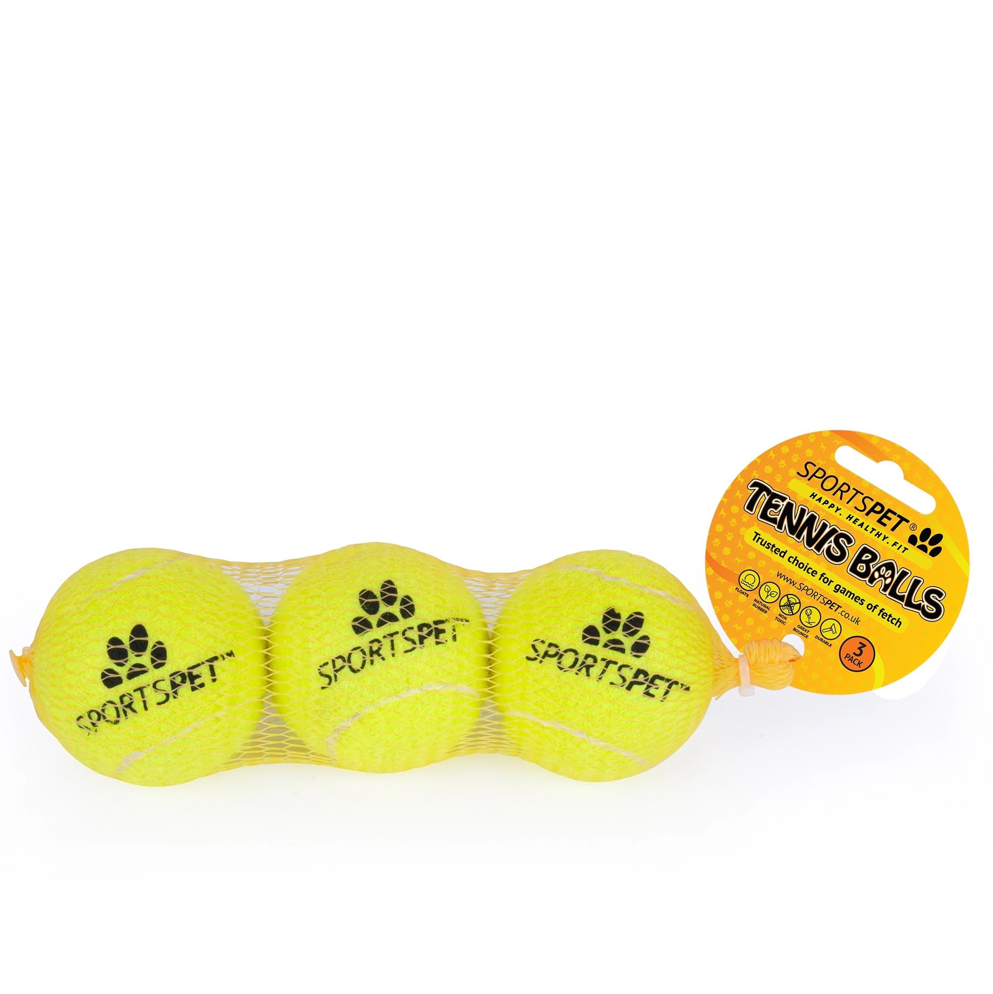 SPORTSPET TENNIS Balls for Dogs (TENNIS, 3 Pack) M,Yellow