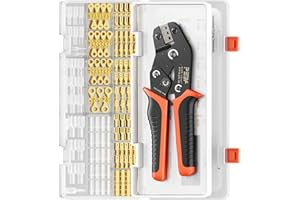 PEBA Open Terminal Connector Crimping Tool Kit, 24-14 AWG Crimper for 2.8mm 3.5mm 3.9mm 4.8mm 6.3mm Quick Splice Wire Spade Connector Crimp Terminal Block Assortment Kit（Spade and Ring Terminal）