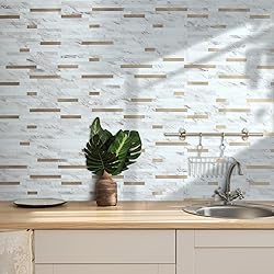 AULIGET 20 Sheets Faux Stone White Marble Peel and