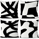 KEUSPI Black and White Throw Pillows Covers 18x18 Decorative Abstract White and Black Pillow Cover Room Decor for Living Room