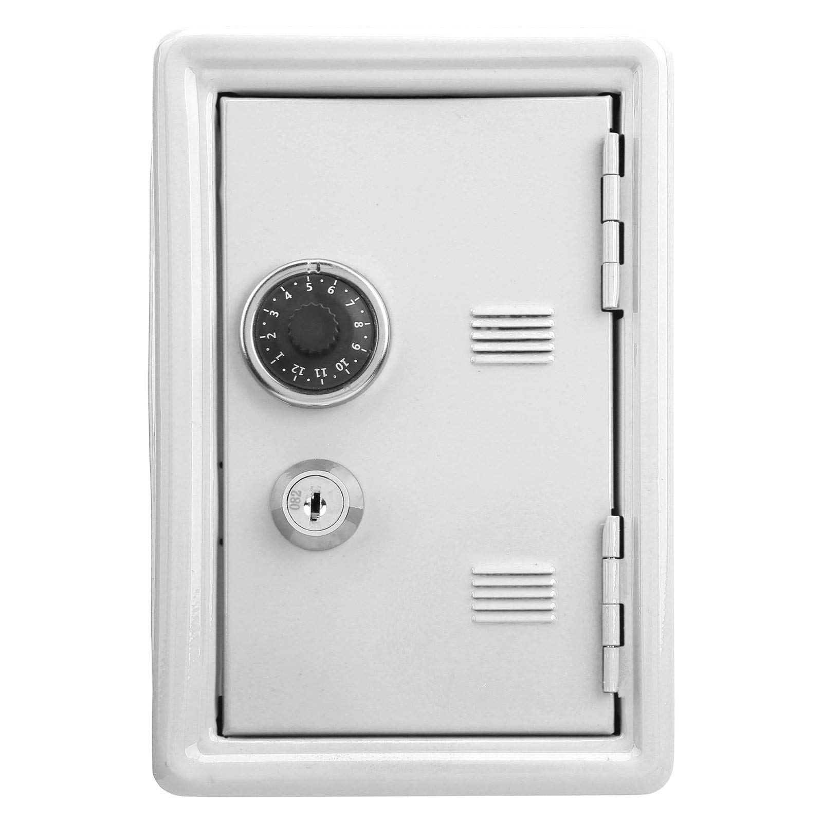 Children Mini Metal Key Money Storage Case Safe Box for Kids Coins Cash Simulation Innovation Presents Supplies (White)