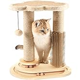 Made4Pets Kitten Toy Scratching Post with Self Groomer for Indoor Cats | Interactive Cat Scratching Post with Self Groomer, Cloud Perch, Natural Sisal Rope and Rolling Ball Track, Modern Home D&eacute;cor