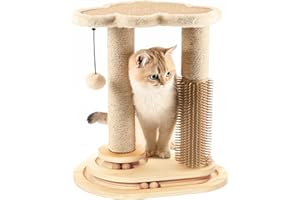 Made4Pets Cat Scratching Post with Cloud Bed Perch & Toys for Indoor Cats, Small Cat Tree Tower with Sisal Cat Scratcher & 2 