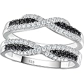 SHELOVES Ring Enhancer for Engagement Rings Black White Cubic Zirconia Wedding Bands 925 Sterling Silver 5-10