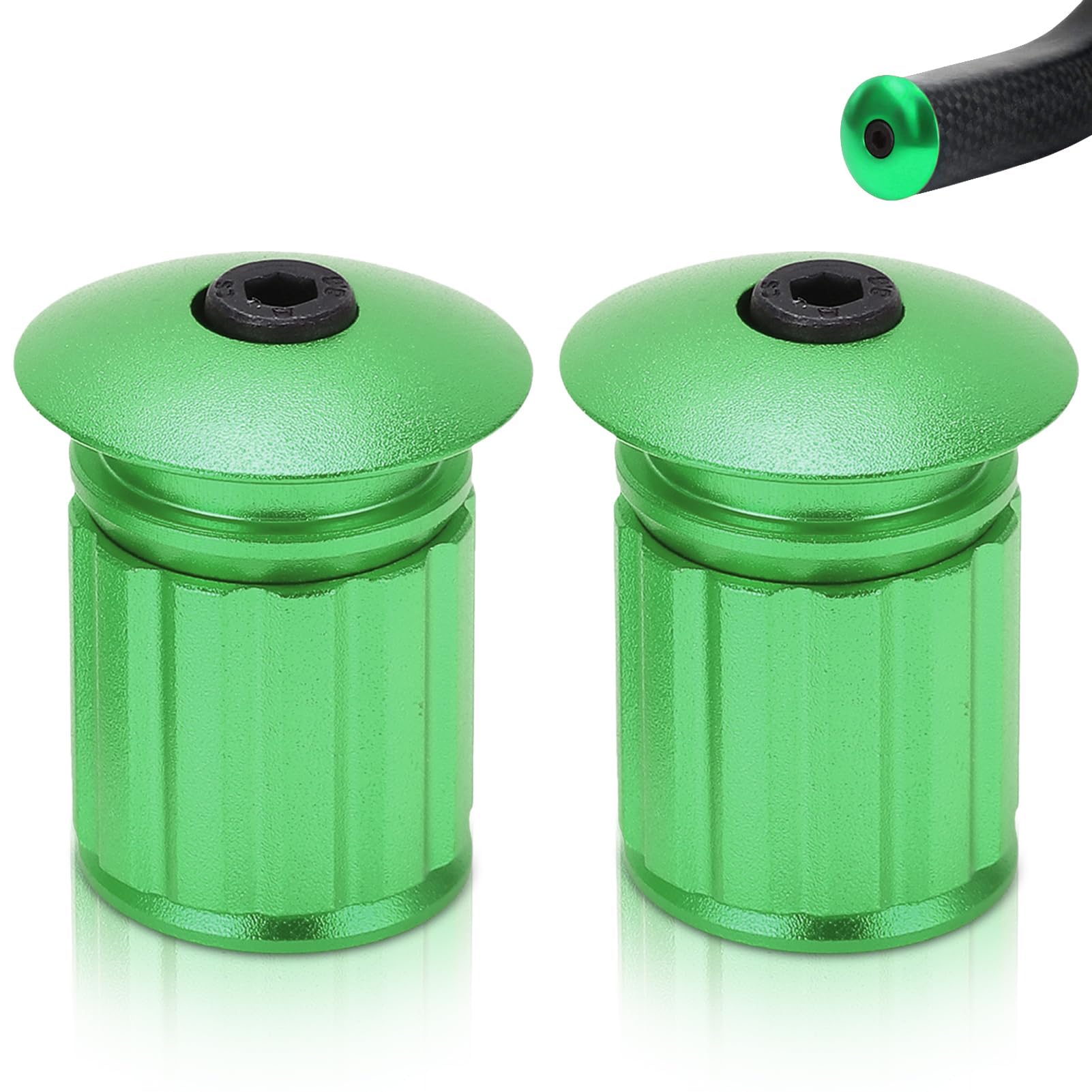 Cycling Bar End Plugs, Aluminum Bike Handlebar End Caps Plugs Handlebar Grip Bar End Caps Handlebar Grip Bar End Plug for Road Bike Mountain Bike MTB(green)