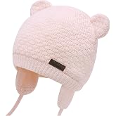 Duoyeree Baby Winter Hat, Bear Knit Earflaps Cotton Lined for Toddler Kids | Windproof bear earflap;
